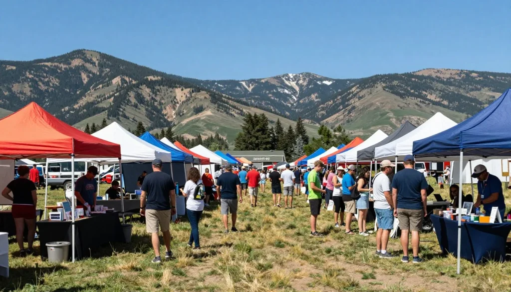 Outdoor festival celebration in Colorado mountain setting Outdoor festival celebration in Colorado mountain setting