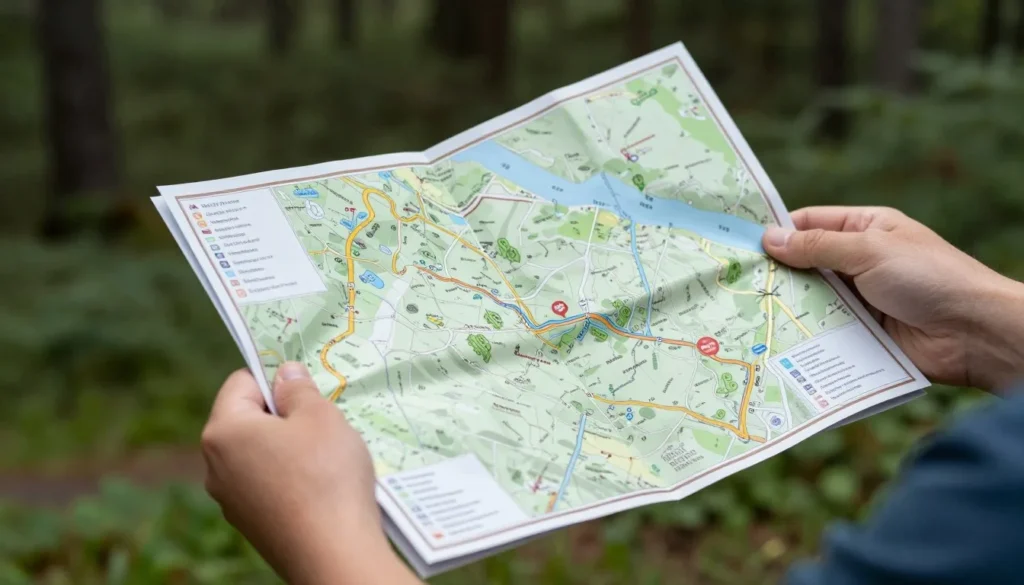 Park information and trail map at Big Hill Pond State Park Tennessee