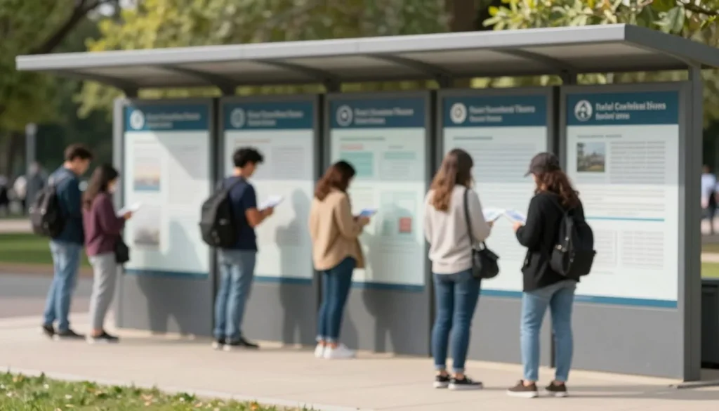 Park information board with helpful visitor information