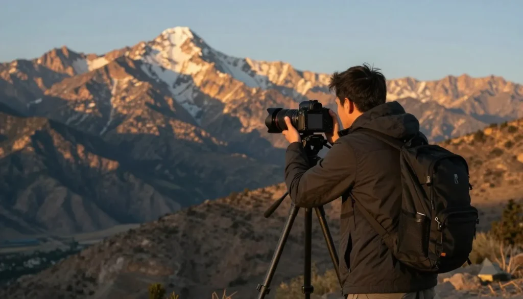 Photographer capturing Nevada mountain landscape