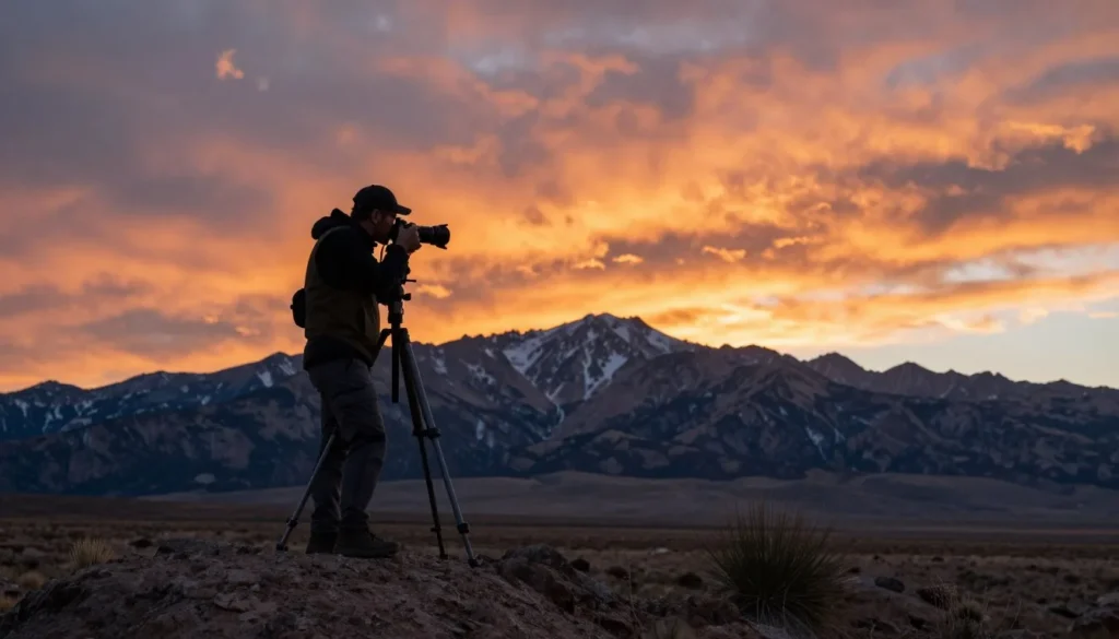 Photographer capturing Wheeler Peak sunset Great Basin Photographer capturing Wheeler Peak sunset Great Basin