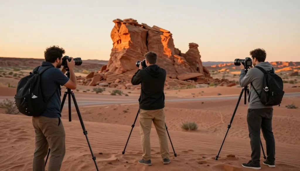 Photographers capturing Little Finland formations at golden hour Photographers capturing Little Finland formations at golden hour