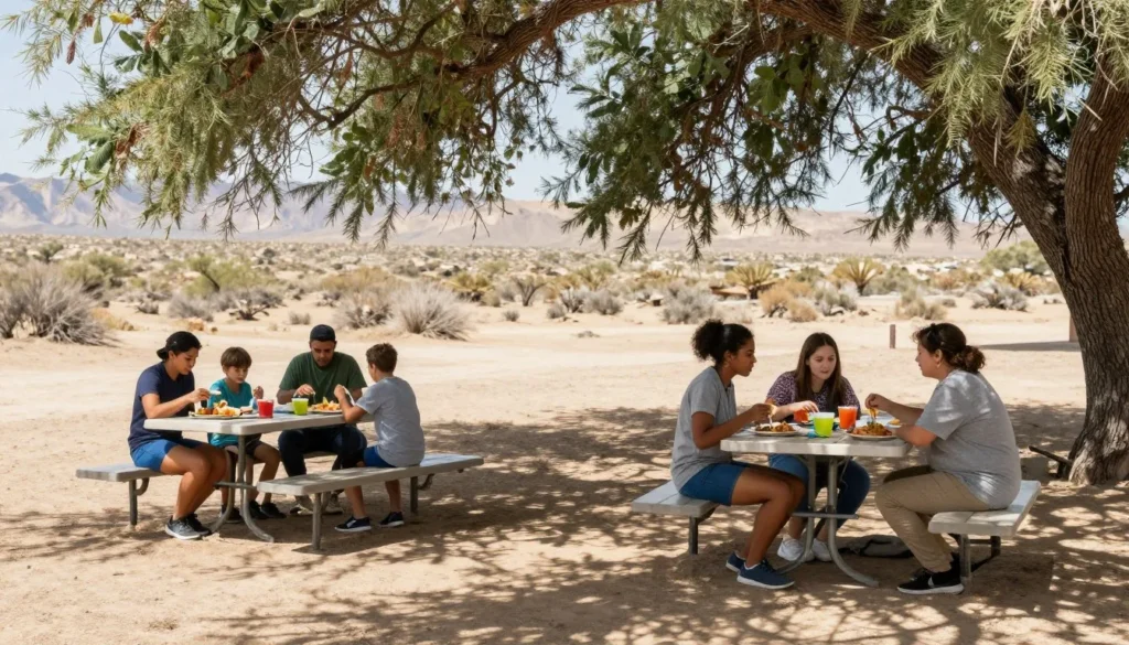 Picnic area with families at state park