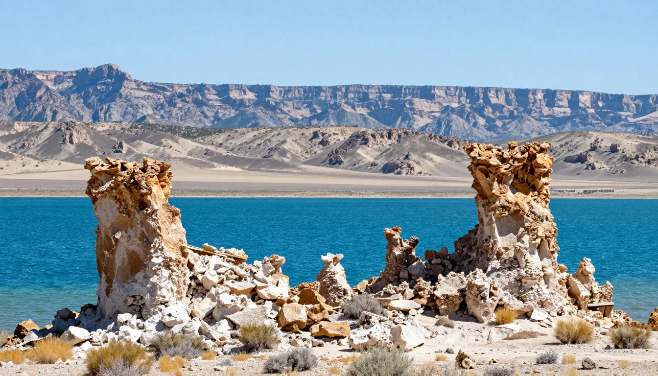 Pyramid Lake Nevada turquoise waters with dramatic tufa formations