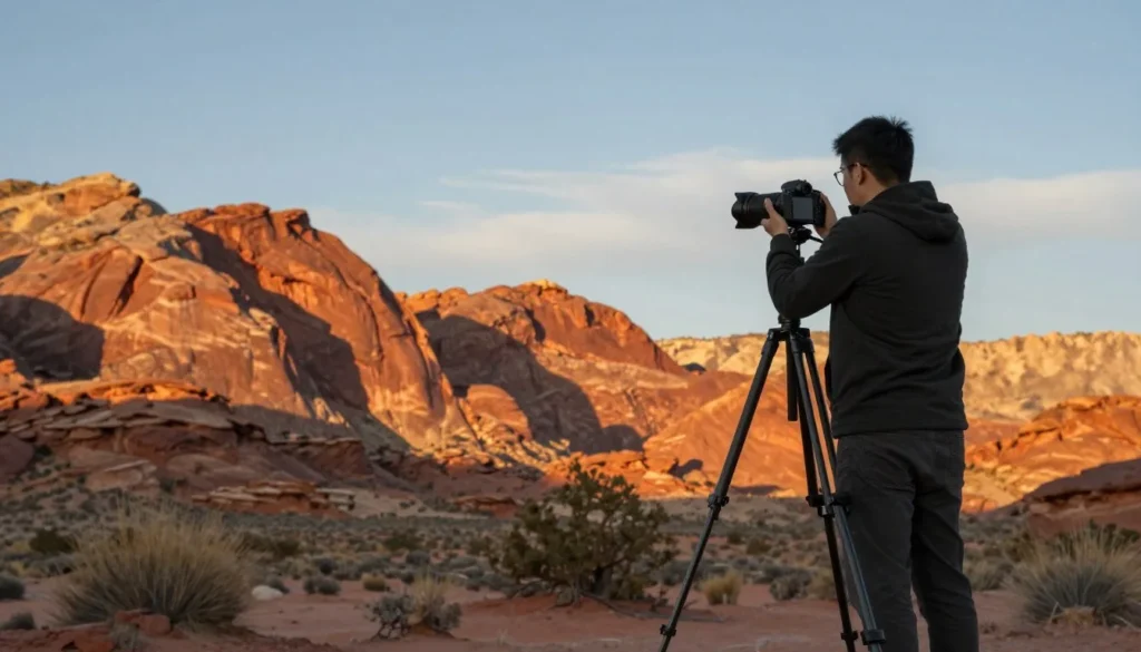 Red Rock Canyon landscape photographer capturing golden hour light on formations