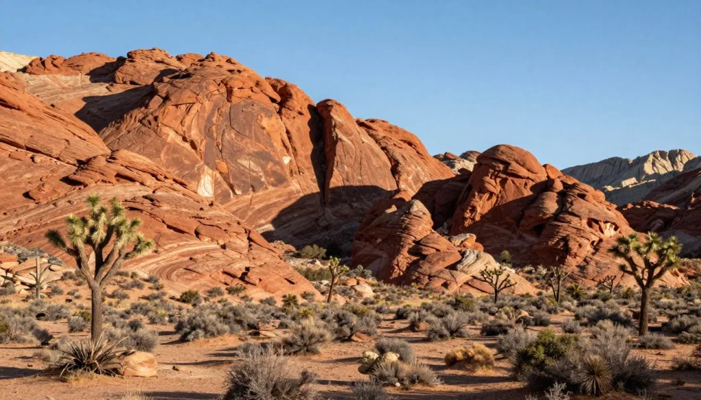 Red Rock Canyon towering sandstone cliffs with desert landscape