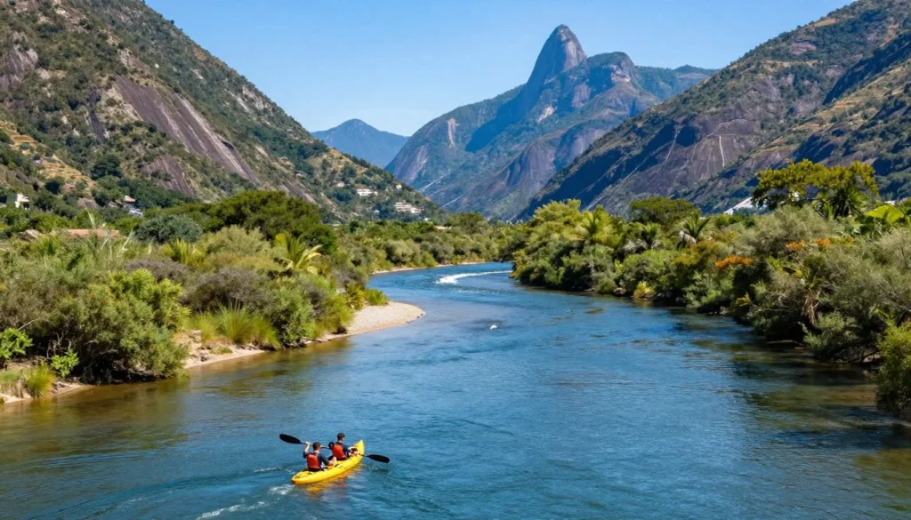 Rio Grande River flowing through mountain valley Rio Grande River flowing through mountain valley