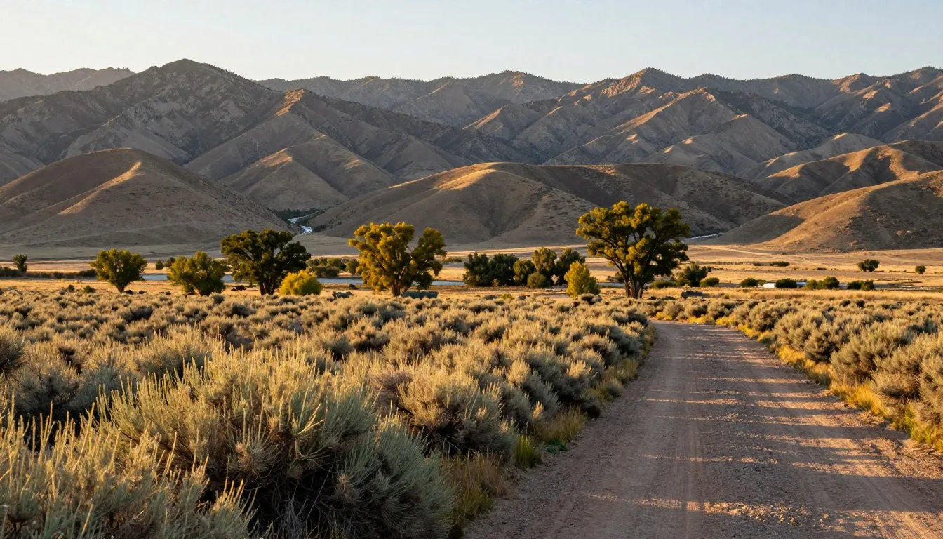 River Fork Ranch Preserve Nevada entrance with mountain backdrop and native vegetation