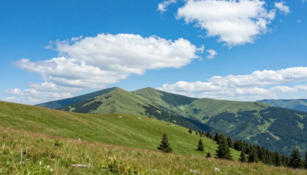 Roan Mountain highlands with grassy balds and mountain peaks in Tennessee