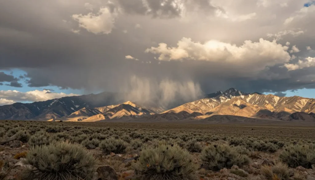 Robinson Mountains Nevada dramatic clouds over peaks