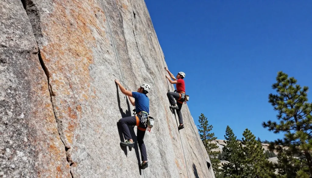 Rock climbers on granite cliffs in Humboldt-Toiyabe National Forest Nevada