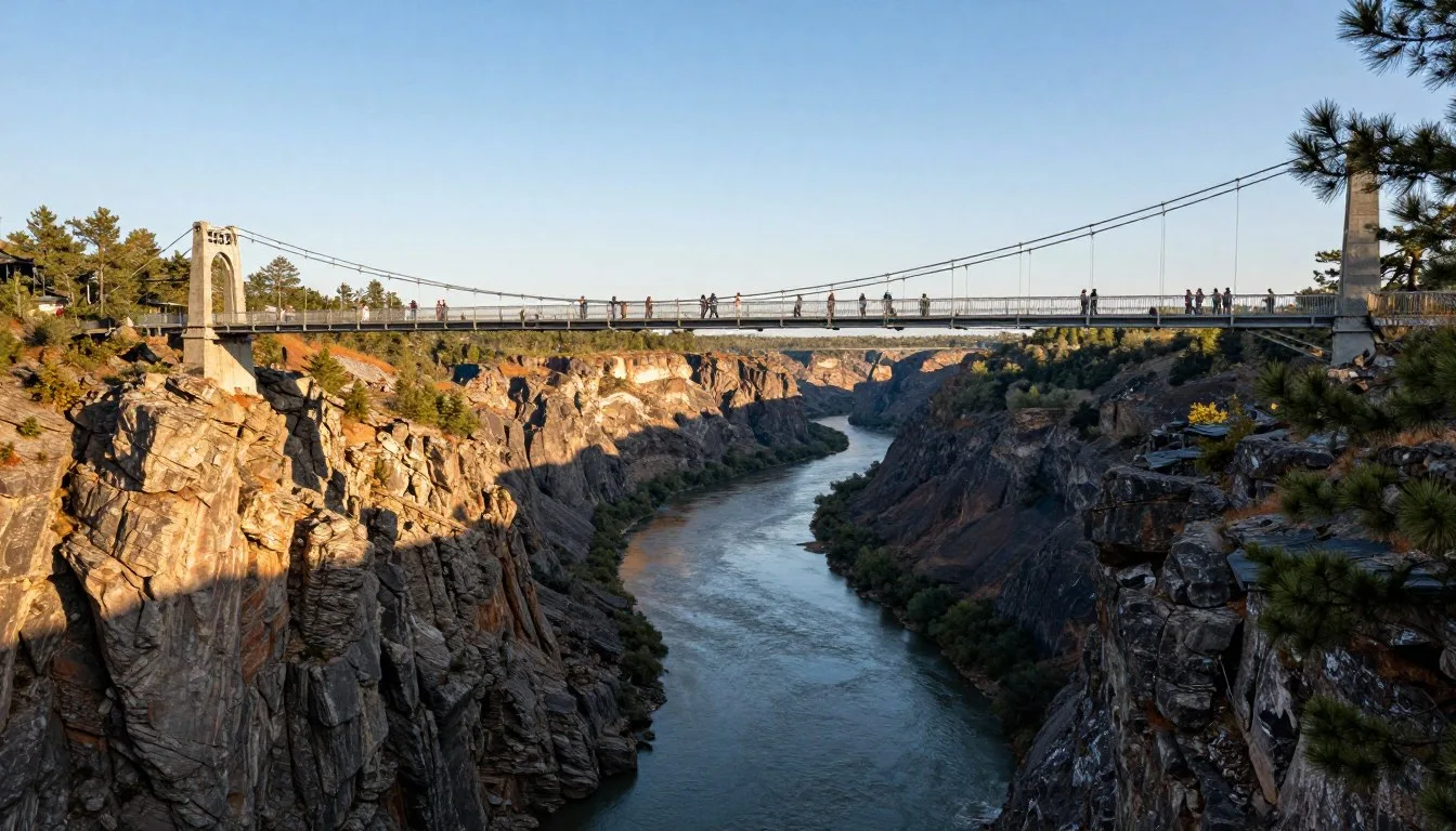 Royal-Gorge-Bridge-spanning-across-the-dramatic-canyon-with-Arkansas-River-below Royal Gorge Bridge spanning across the dramatic canyon with Arkansas River below