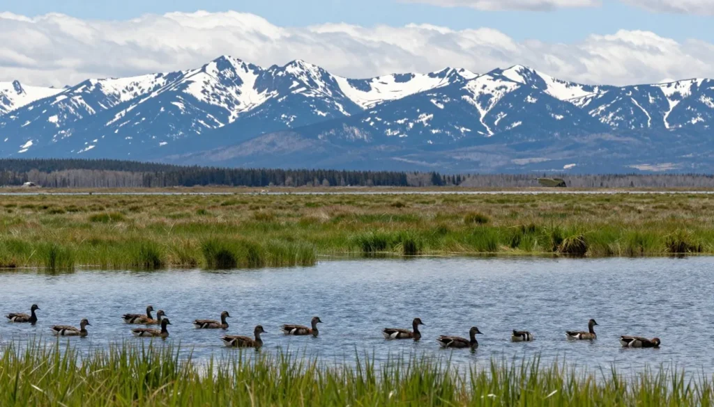 Ruby Lake seasonal marsh landscape with wildlife