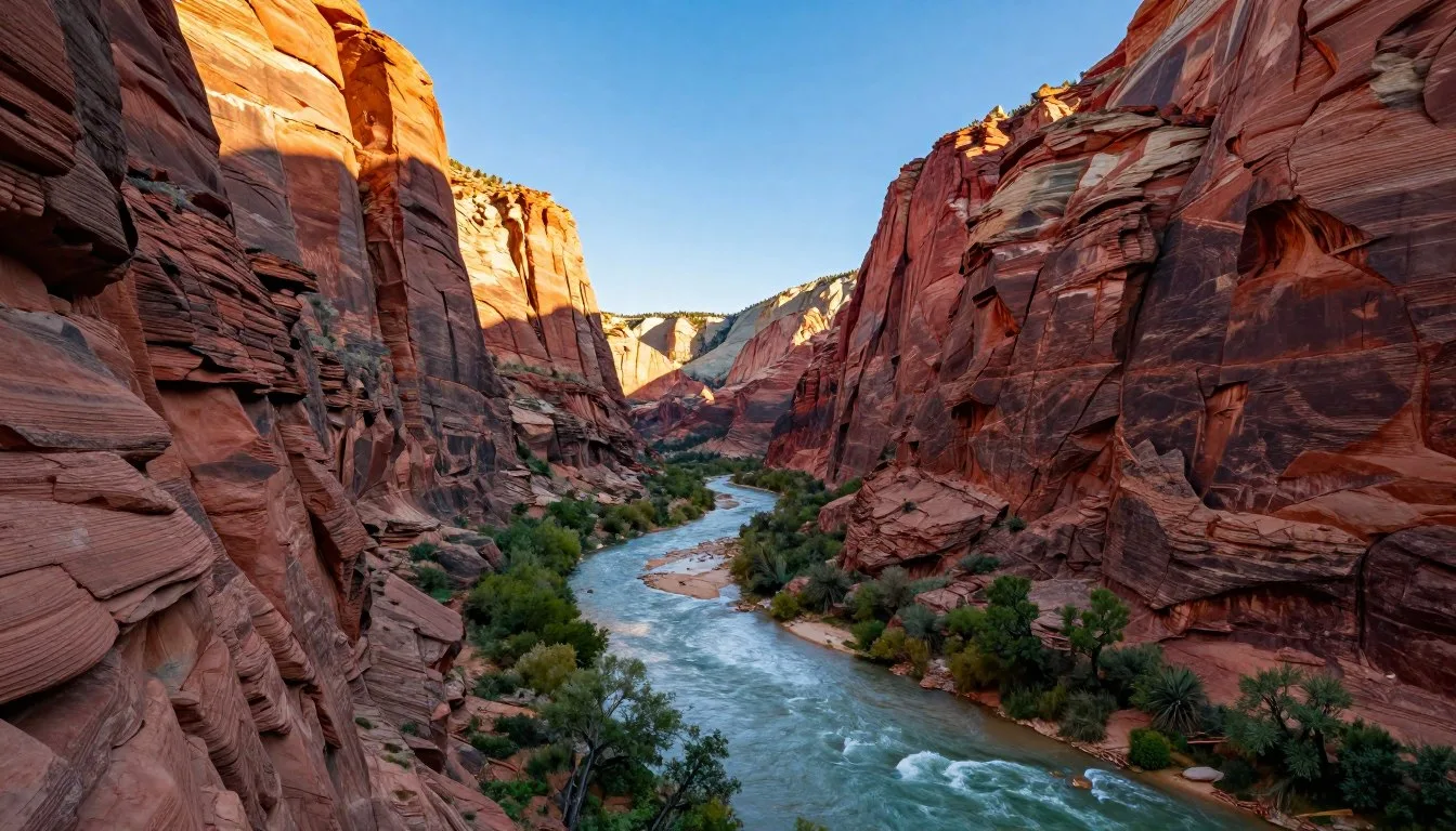 San-Miguel-Canyon-Colorado-dramatic-red-rock-formations-with-river-flowing-through-canyon San Miguel Canyon Colorado dramatic red rock formations with river flowing through canyon