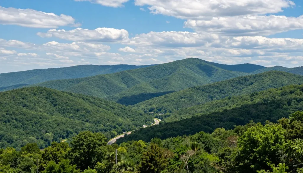 Scenic Appalachian mountain landscape near Bristol Tennessee with rolling hills and forests
