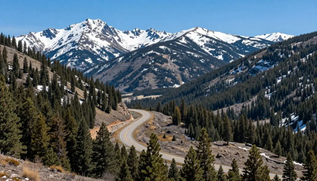 Scenic mountain highway leading toward Jordanelle State Park with Wasatch mountains