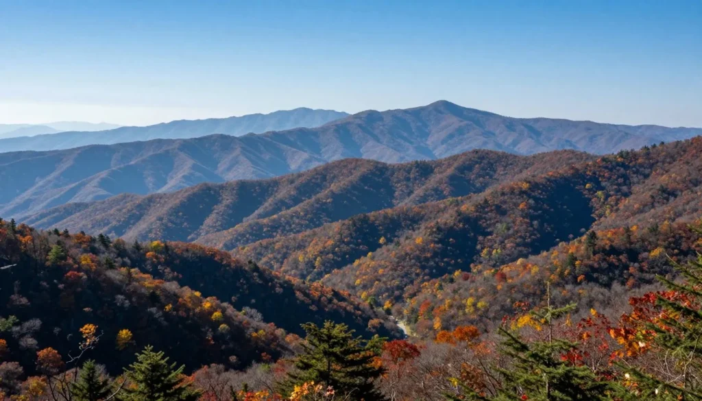 Scenic mountain landscape of Great Smoky Mountains National Park with autumn colors