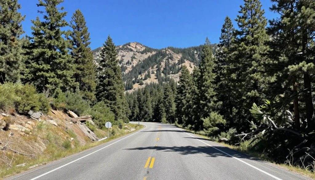 Scenic mountain road through Dixie National Forest leading to Duck Creek Village with pine trees and mountain views Scenic mountain road through Dixie National Forest leading to Duck Creek Village with pine trees and mountain views