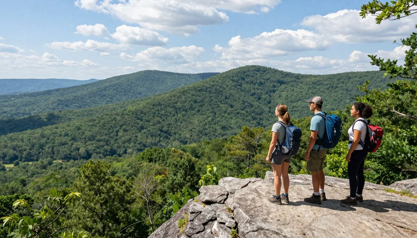 Scenic overlook of Carter State Natural Area showing forested Cumberland Plateau terrain