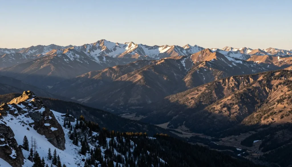 Scenic overlook of surrounding San Juan Mountains peaks