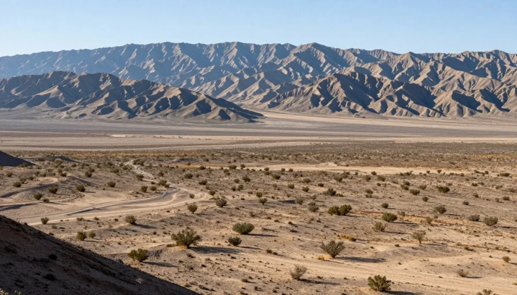 Scenic overlook showing expansive desert valley views Scenic overlook showing expansive desert valley views