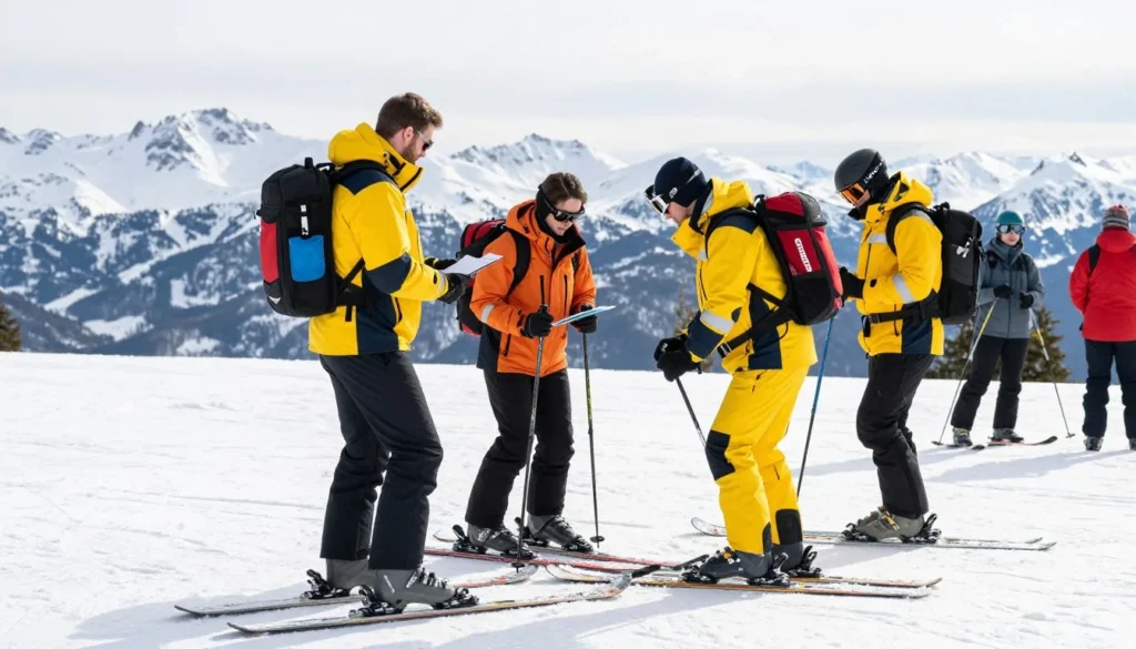 Ski patrol team helping visitor at Loveland Ski Area Colorado Ski patrol team helping visitor at Loveland Ski Area Colorado