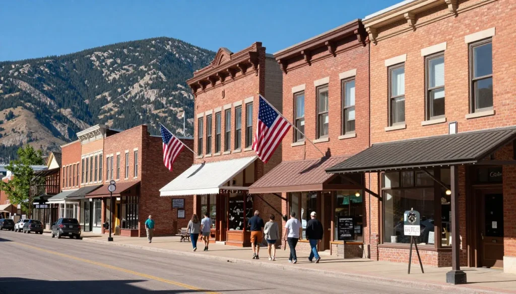 Small town western Colorado main street with historic buildings Small town western Colorado main street with historic buildings