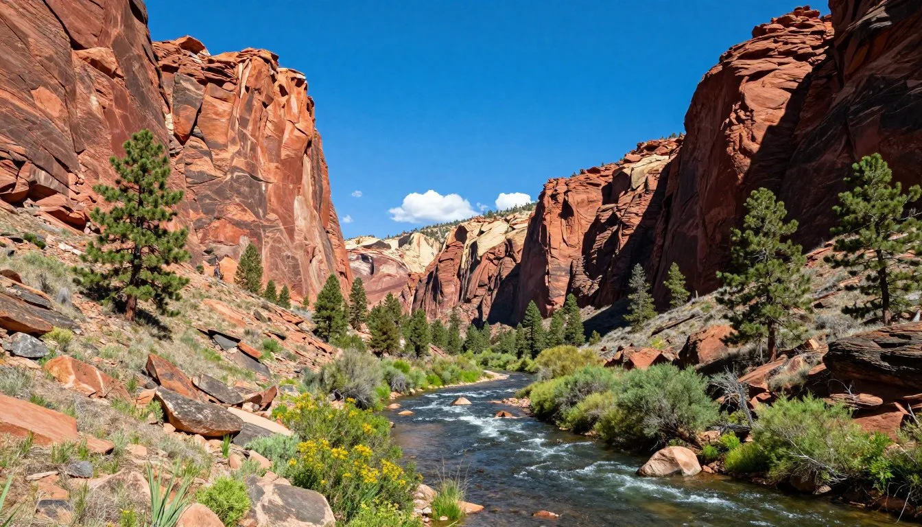 South Platte River Canyon Colorado travel guide showcasing dramatic canyon walls with the South Platte River flowing through golden meadows