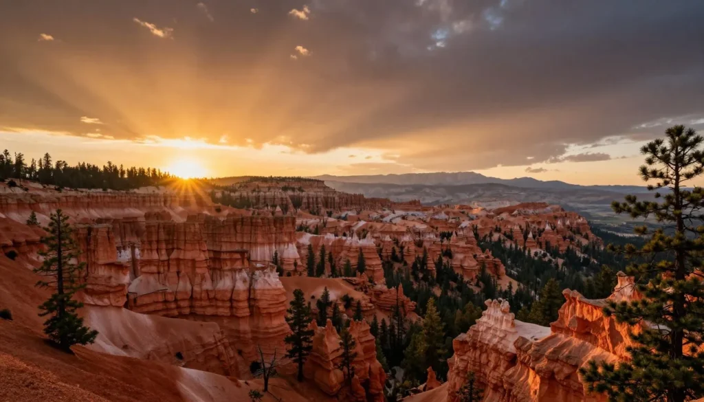 Spectacular sunset view over Dixie National Forest landscape with mountains and forest Spectacular sunset view over Dixie National Forest landscape with mountains and forest