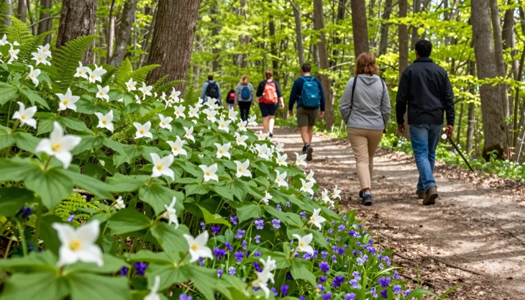 Spring wildflowers blooming along Carter State Natural Area trail
