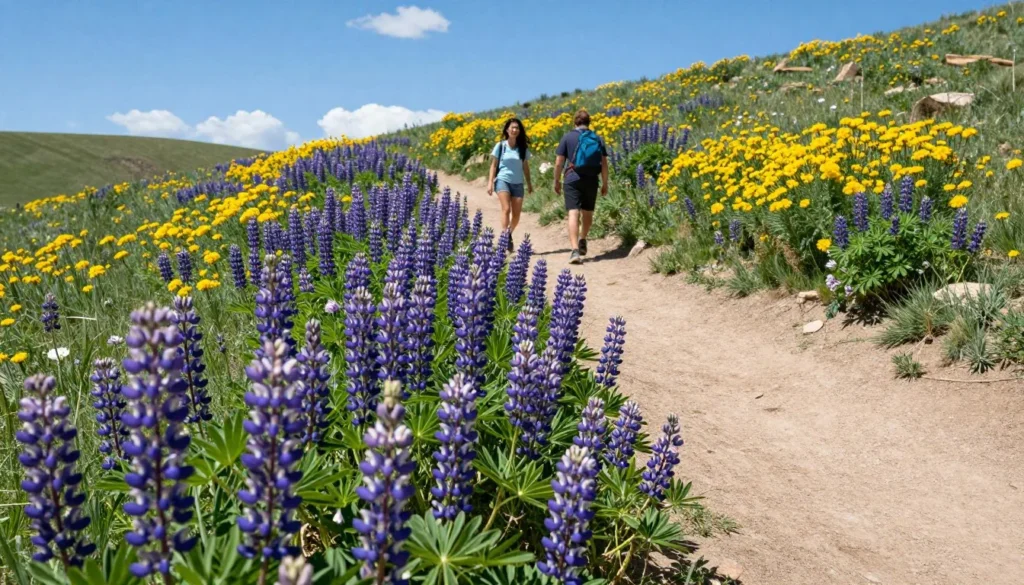 Spring wildflowers blooming along Oxbow Nature Study Area trail