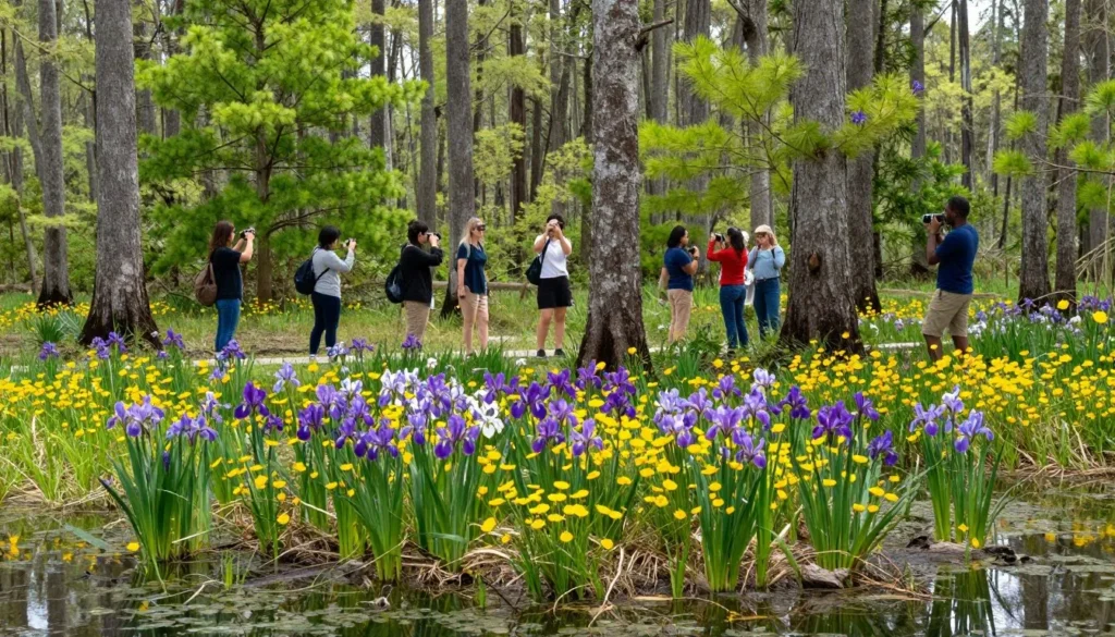 Spring wildflowers blooming along cypress wetland trail at Big Cypress Tree State Natural Area