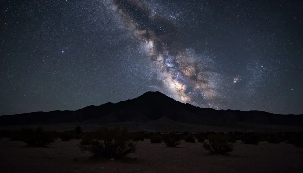 Starry night sky above Mount Lewis with Milky Way visible Starry night sky above Mount Lewis with Milky Way visible