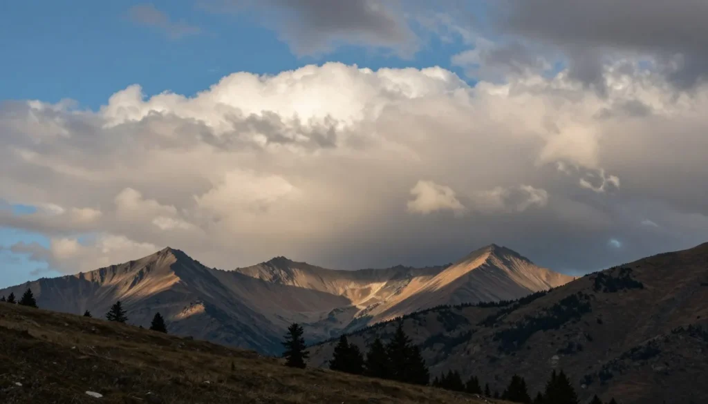Summer afternoon clouds building over Mount Zirkel Wilderness peaks