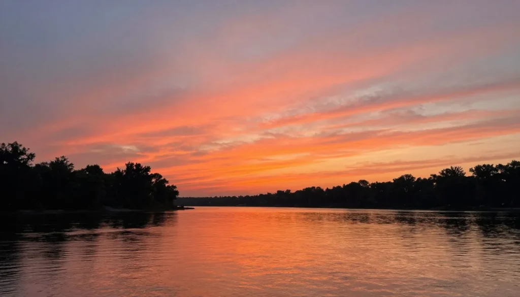 Sunset over Tennessee River at Birdsong Resort Island