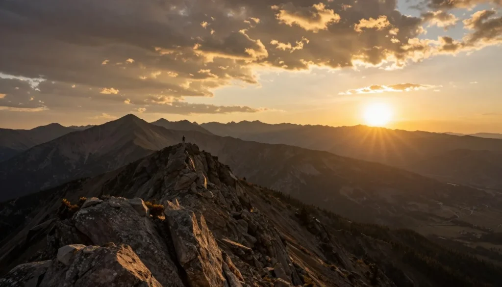 Sunset view from La Plata Mountains peak showing expansive mountain landscape