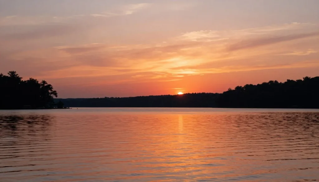 Sunset view over Chickamauga Lake from park shoreline