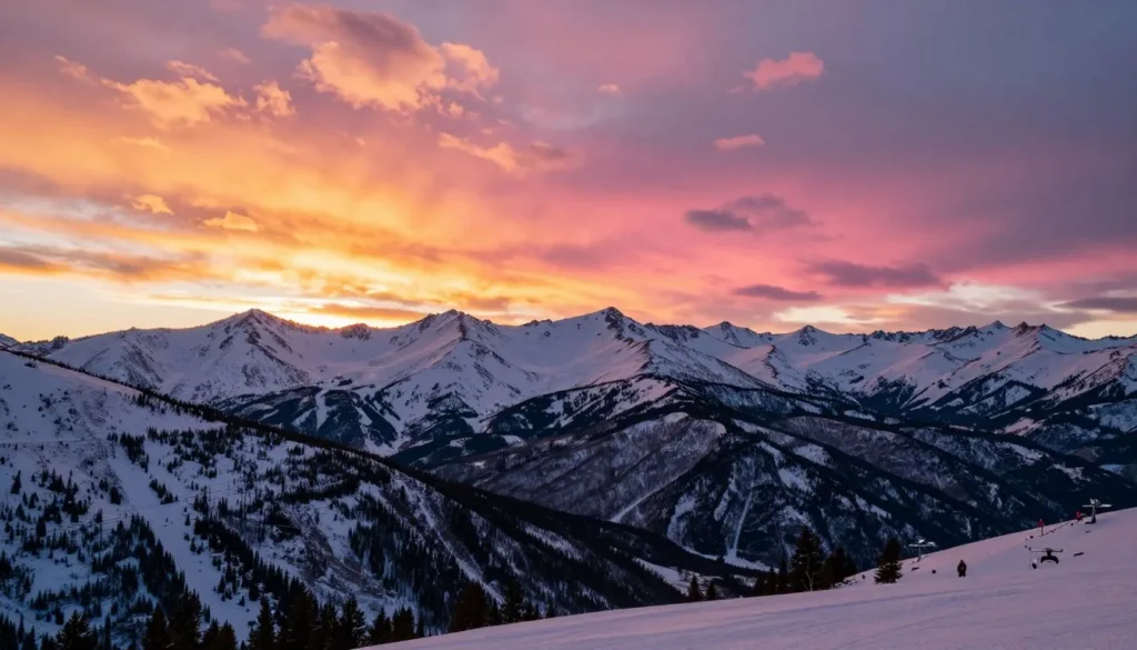 Sunset view over Continental Divide from Loveland Ski Area Colorado Sunset view over Continental Divide from Loveland Ski Area Colorado