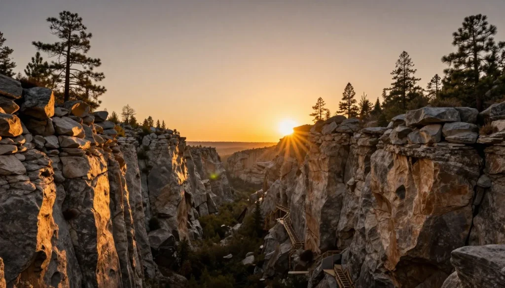 Sunset view over Rifle Falls canyon landscape Sunset view over Rifle Falls canyon landscape