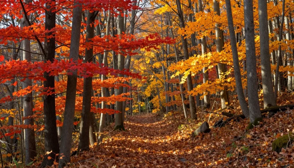 Tennessee forest displaying vibrant autumn foliage colors