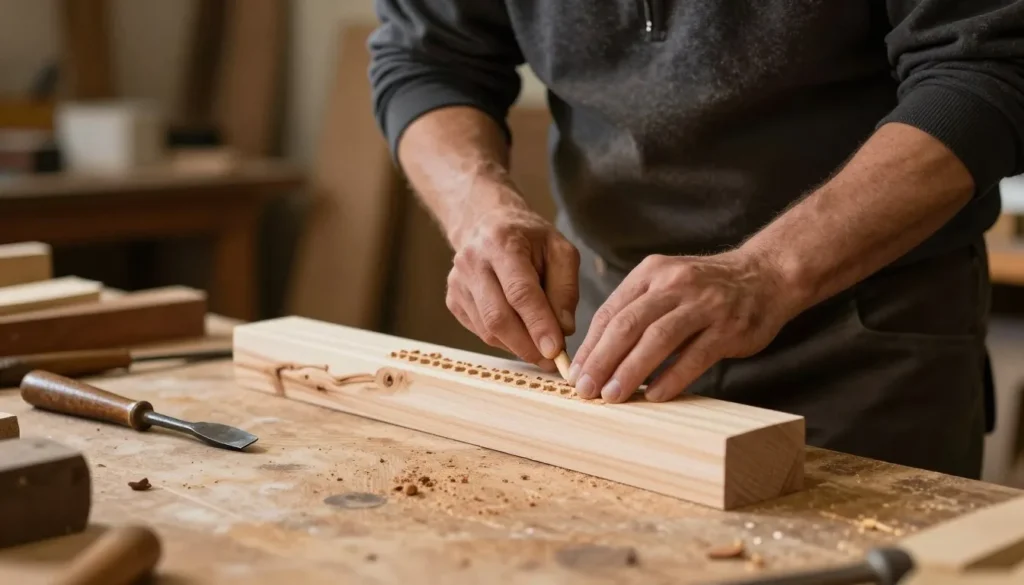 Traditional Appalachian craft demonstration with artisan working