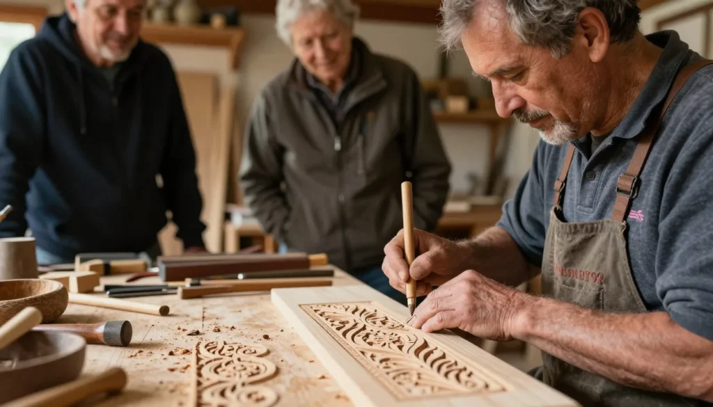 Traditional Appalachian craftsman demonstrating woodworking