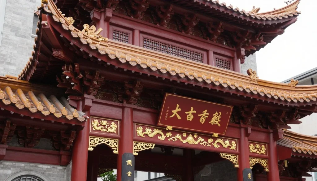 Traditional Chinese architectural details on historic Chinatown building Traditional Chinese architectural details on historic Chinatown building
