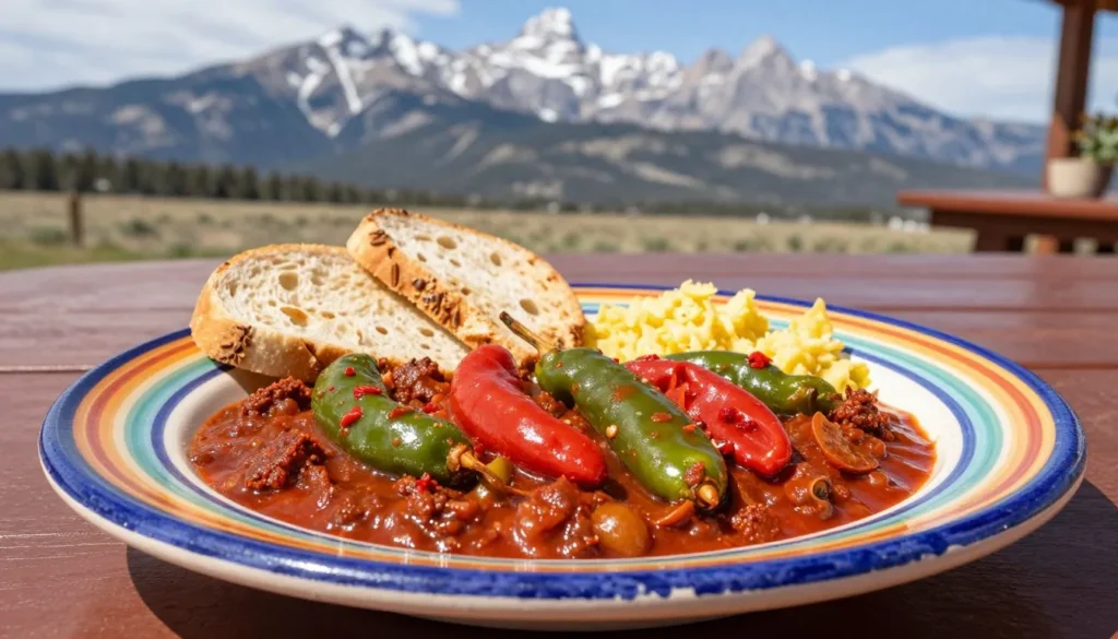 Traditional Colorado Mexican cuisine plate with mountain backdrop