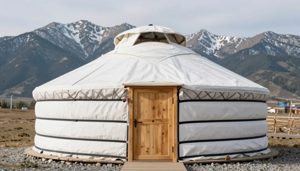 Traditional Mongolian-style yurt accommodation at Joyful Journey Hot Springs with mountain views Traditional Mongolian-style yurt accommodation at Joyful Journey Hot Springs with mountain views
