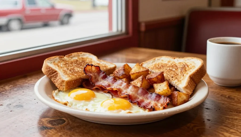 Traditional Nevada diner breakfast with hearty portions and western atmosphere Traditional Nevada diner breakfast with hearty portions and western atmosphere