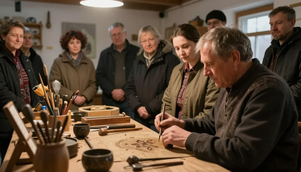Traditional Russian craft workshop demonstration
