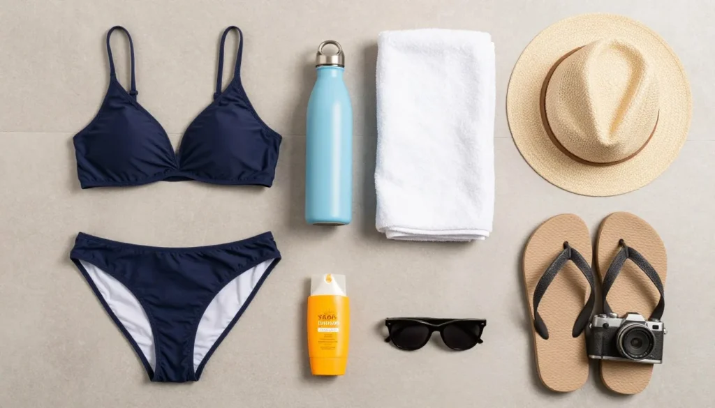 Travel essentials and packing items for hot springs visit Travel essentials and packing items for hot springs visit