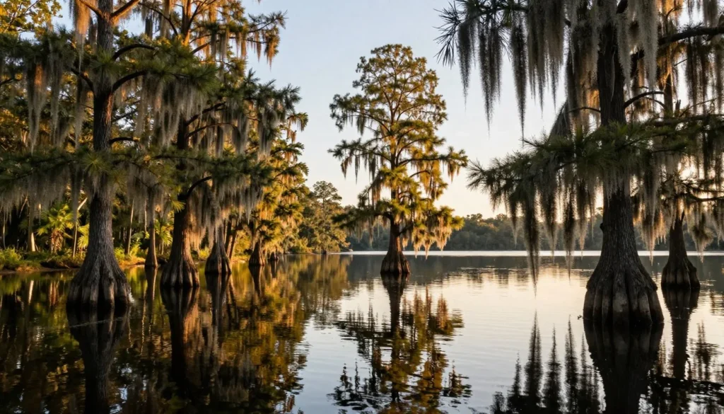 Travis McNatt Lake at Big Hill Pond State Park Tennessee with cypress trees