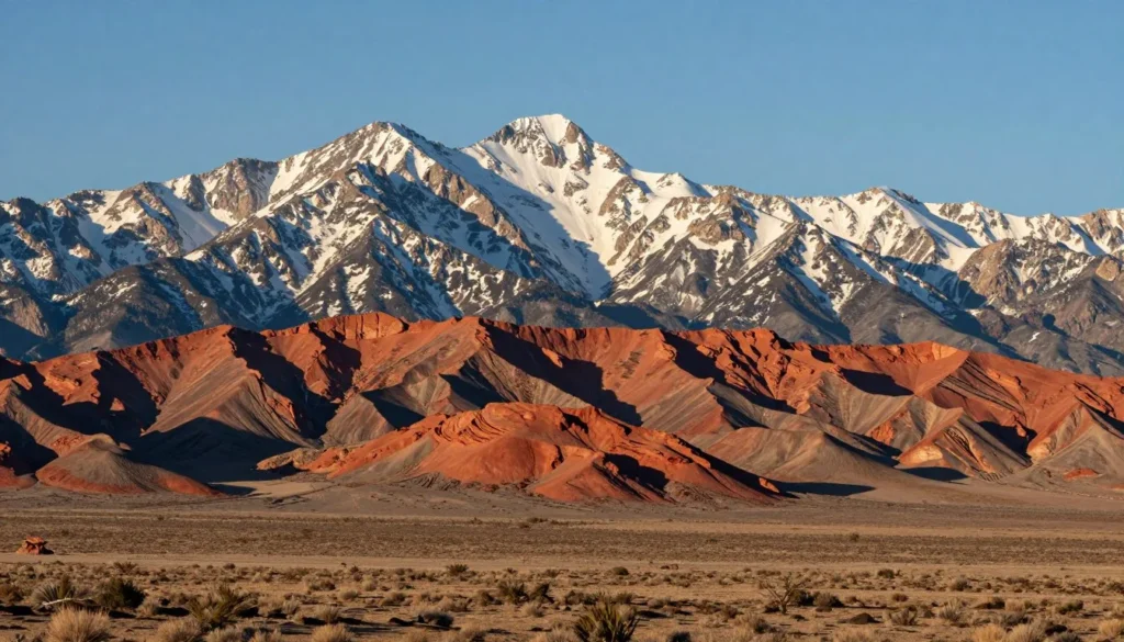 View of La Sal Mountains from desert landscape